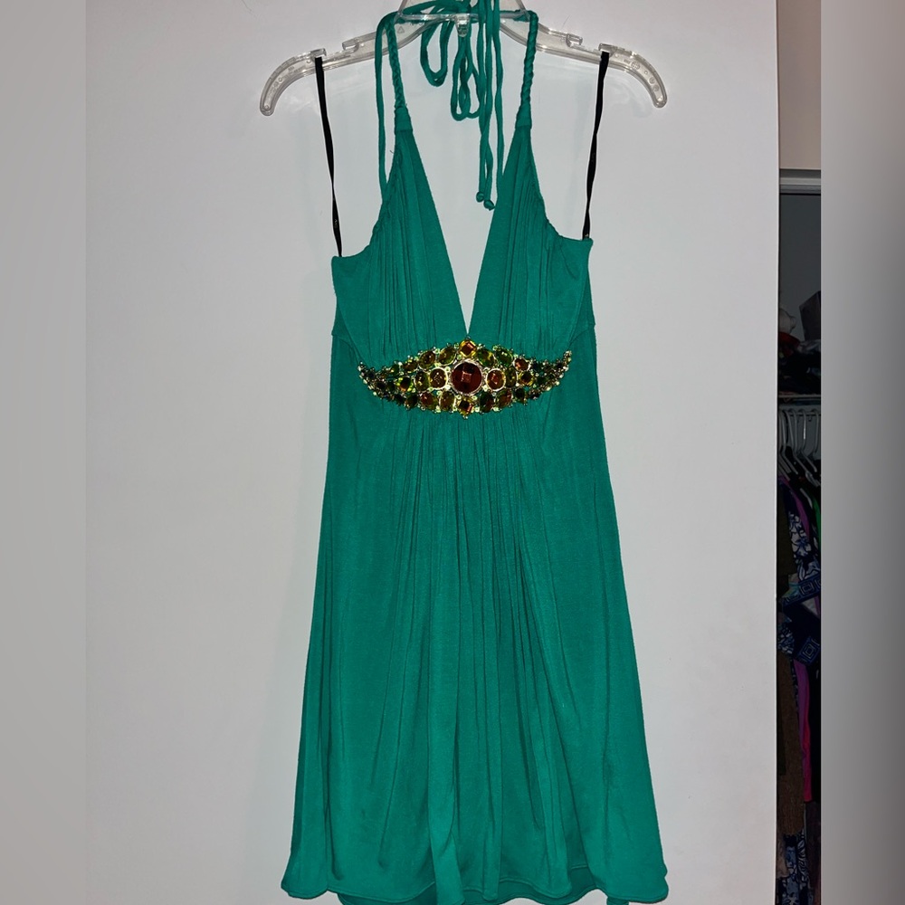 Elegant Green SKY Halter Dress